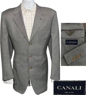 CANALI Italy Men's Blazer Size US 42L EU/IT 52 Houndstooth Coat 100% Wool Jacket - Image 1 of 4