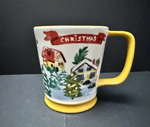 ANTHROPOLOGIE Nathalie Lete SCHNEEGRÜSSE WEIHNACHTEN 4" GELB KAFFEETASSE - Bild 1 von 14