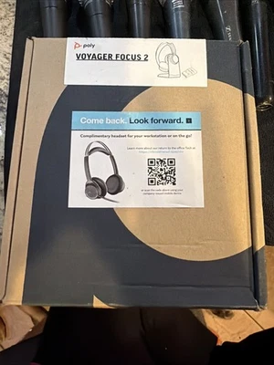 Poly Voyager Focus 2 UC USB Microsoft Teams Headset with Charging Stand - Black - Image 1 of 2
