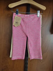 Hudson Baby Organic Pant Set One Beige One Red Stripes 9- 12 Month - Picture 1 of 2