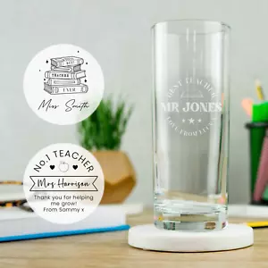 Personalisierte Hiball Glas Lehrer Geschenkidee Ihre eigene Nachricht Ende der Schule Geschenk - Bild 1 von 10