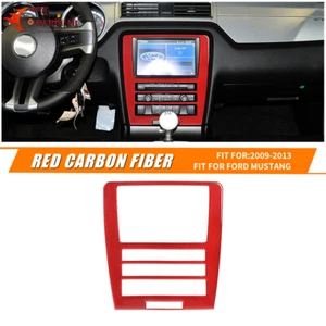 Red Carbon Fiber GPS Navigation Panel Cover Trim Sticker For Ford Mustang 09-13 - Imagen 1 de 11