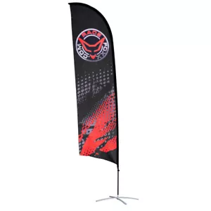 RACEFOXX Beachflag mit Ständer Werbefahne Werbeflagge Banner Messe Strandfahne - Bild 1 von 4