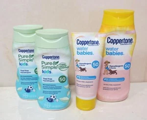 COPPERTONE WATER BABIES + PURE & SIMPLE KIDS SUNSCREEN LOTION SPF 50 4 PCS - Picture 1 of 2