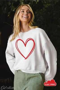 CAMICIA DONNA SAN VALENTINO CUORE LEGGERA MANICA LUNGA FELPA/TEE DUE COLORI - Foto 1 di 4