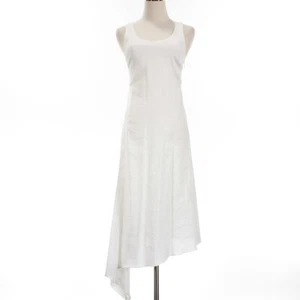 Halston NWD Mazie Racer Back Asymmetrical Dress Sz XS Pristine White Linen Blend - Picture 1 of 11
