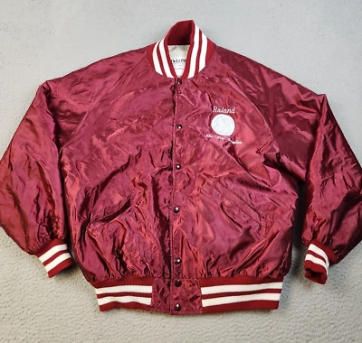 VTG Satin Bomber Jacket Mens Extra Large Quilted Maroon GE General Electric USA - Image 1 of 4