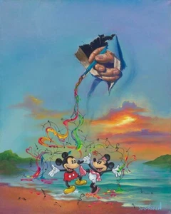 Mickey Mouse Walt Disney Fine Art Jim Warren signiert Lt Ed 195 Kreativ Pinsel - Bild 1 von 1
