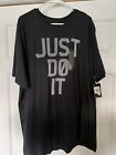 Nike Men Short Sleeve T Shirt Just Do It  Logo 3XL Cotton Black