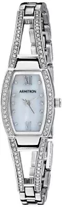 Armitron Women's 75/3531MPSV Genuine Crystal Accented Silver-Tone Bangle Watch - Picture 1 of 5
