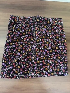 Art Class Girls medium 7/8 skirt corduroy black flowers zipper - Picture 1 of 3