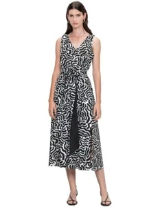 Veronika Maine Riviera Trapeze Sundress Black/Cream Midi In Size 10 - 12 $319 - Picture 1 of 12