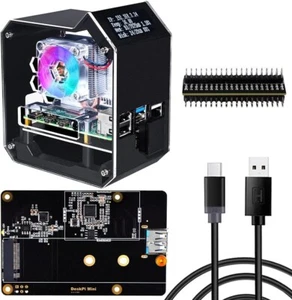 Mini Tower NAS Kit for Raspberry Pi 4: RGB Fan, SSD Expansion & QC Power Supply - Picture 1 of 11