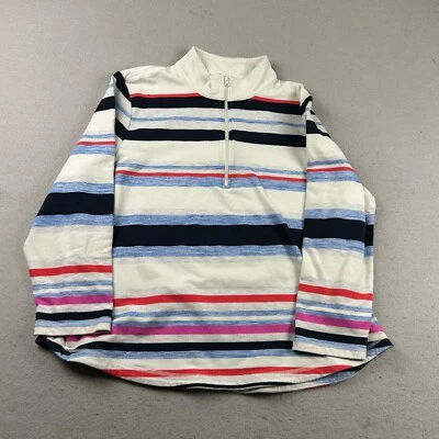 Talbots 卫衣女式 3X 多色条纹 1/4 拉链模拟领长袖 — 第 1/4 张图片