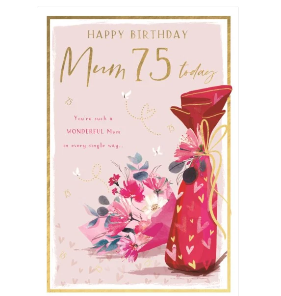 Greeting Card for a Wonderful Mum on Your 75th Birthday