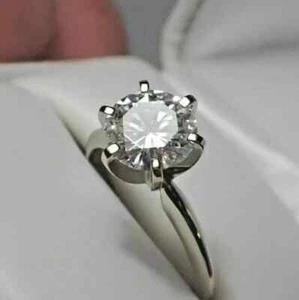 2.00Ct Round Cut Simulated Diamond Women's Engagement Ring 14K White Gold Plated - Picture 1 of 4