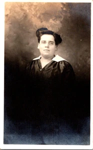 Interesting woman with bad hairdo RPPC undivided back postcard a44 - Picture 1 of 2
