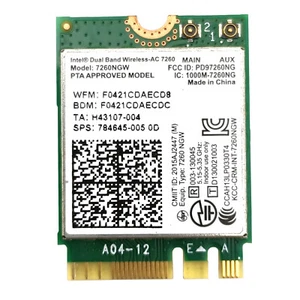 7260NGW M.2 Wireless Network Card Laptop Dual Band WiFi Bluetooth NGFF Adapter - Picture 1 of 5