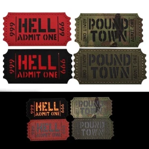 IR Reflective Stamp HELL POUND TOWN Admit One Hook Loop Patch Fastener Badge - Picture 1 of 9