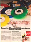 COCA-COLA soda  Print Ad  Publicité  Vintage 1979  Disques