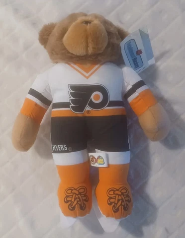Vintage Philadelphia Flyers Stuffed Plush 90s Toy Bear With Tags NHL Hockey Cover
