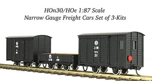 HOn30/HOe Aru-Model Coche de Carga Calibre Estrecho 3 Kits Caboose Vagón Abierto Caja Coche - Imagen 1 de 10
