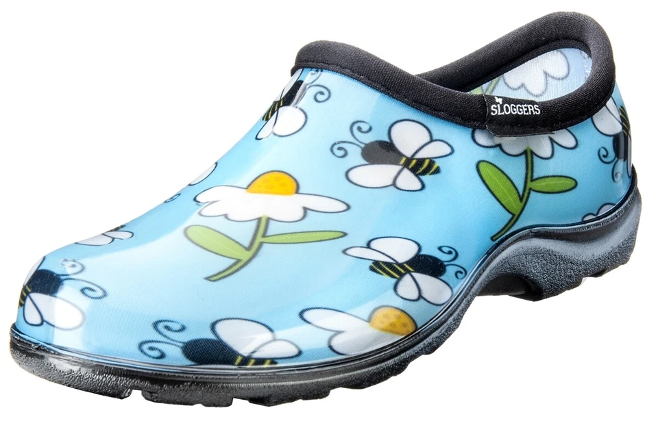 Sloggers 5120BEEBL06 Blue Women's Bee & Flower Waterproof Comfort Shoe Size 6