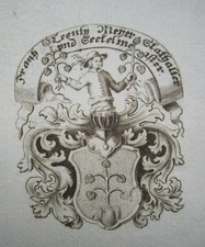 HERALDIK Exlibris Ex Libris bookplate UNSIGNIERT antik Adel Wappen selten RAR !!
