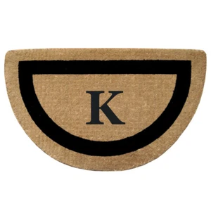 Half Round Heavy Duty Coir Mat - Single Picture Frame (22" x 36") Monogram "K" - Picture 1 of 5