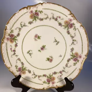 Antique Limoges B & H France 13 inch Serving Platter Delicate Roses Age Unknown - Picture 1 of 12