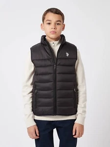 US Polo Assn Quilted Gilet Black Bright White DHM Boys 15-16 Yrs BNWT RRP£50 - Picture 1 of 5