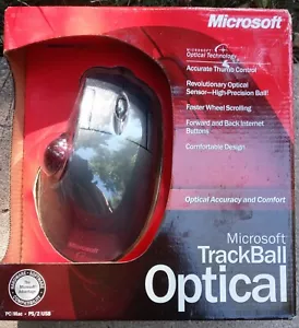 Vintage Microsoft Trackball Optical Mouse D67-00001 X08-07386 PC/Mac/ps2 - Picture 1 of 2
