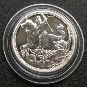 World's First .999 Fine Silver nUnc Sovereign Gibraltar 2019 St George & Dragon - Picture 1 of 3