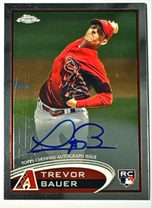 TREVOR BAUER 2012 Topps Chrome Rookie Auto RC Diamondbacks Reds Dodgers - Foto 1 di 2