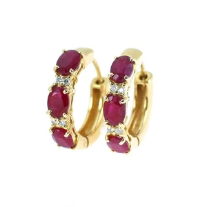 K18YG ruby diamond hoop earrings - Auth free shipping from Japan- Auth SELBY_JAP - Picture 1 of 3