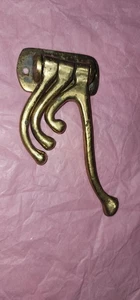 Vintage Solid BRASS Swivel Pivot COAT HOOK Wall Mount Hanger 4 Hooks LG Patina - Picture 1 of 3