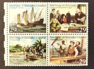 FIRST VOYAGE OF COLUMBUS--Block of 4 Collectible Stamps--FREE SHIPPING - Picture 1 of 1