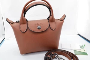 Longchamp Le Pliage Cuir XS Mini Leder Schultertasche Orange Rot Outlet Neu - Bild 1 von 8