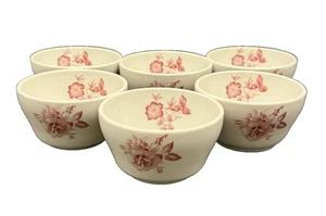 Shenango China Pink Floral Side Fruit Restaurant Ware Bowls - Set of Seven - Picture 1 of 13