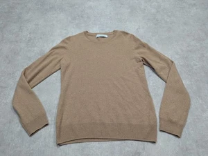 John Lewis Jumper Womens 12 Tan 100% Cashmere Sweater Knit Pullover Soft Preppy - Picture 1 of 6