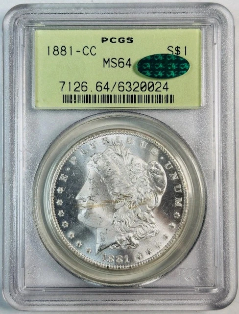 1881 CC Morgan Silver Dollar PCGS MS-64 CAC Old Green Holder Carson City - Image 1 of 2