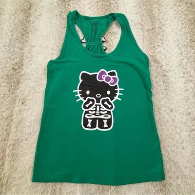 Camiseta sin mangas Hello Kitty Skeleton espalda cruzada ropa de dormir verde para mujer pequeña” Foto 1 de 4