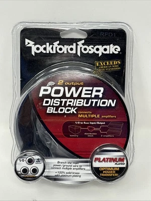 Rockford Fosgate RFD1 Distribution Block w/ One 1/0 AWG Input & Two 1/0 AWG New - Image 1 of 2