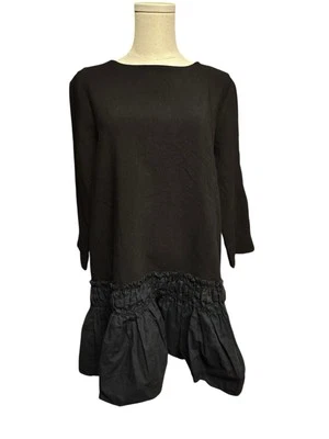 Vestido Anthropologie Moulinette Soeurs preto bainha de babado manga comprida tamanho pequeno - Imagem 1 de 4