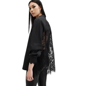 ALLSAINTS Ethel Baumwollbluse Schwarz Größe 6 - Bild 1 von 11