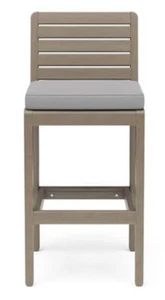 HOMESTYLES Outdoor Barstool 40" H X 18" W, Wood Frame Material W/ Gray Cushion - Picture 1 of 6