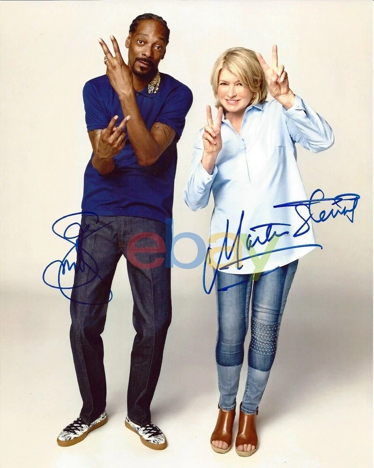 Snoop Dogg and Martha Stewart Autographed 8x10 Dual Signed Rap Los Angeles repri - Image 1 of 1