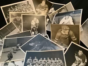 Lote de 22 fotos vintage de prensa de hockey de 8"x10" BW fotos de acción + retratos - Imagen 1 de 15