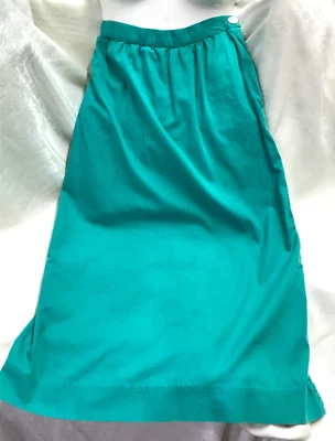 Saia feminina vintage anos 70 Evan Picone linha A verde algodão bolsos laterais pregas tamanho 8 - Imagem 1 de 4