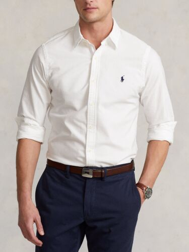Polo Ralph Lauren Camicia Shirt Oxford uomo bianca vestibilità slim fit Nuova